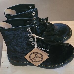Dr. Martens Black Velvet Boots